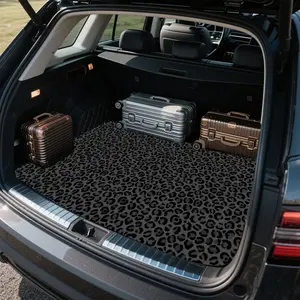 1pc Black Leopard Print GM Trunk Pad - Breathable All-Season Polyester Fiber Tail Pad - Suitable for a variety of models, all-weather use, fun design, protect luggage safety, and enhance the beauty of car interiors