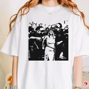 Lady Liberty Shirt, Arrest Statue Of Liberty No Kings Protest Tee, Viral Protest Liberty Costume Arrested Shirt, Women Activist Photo Shirt, Unisex Casual Graphic T-Shirts