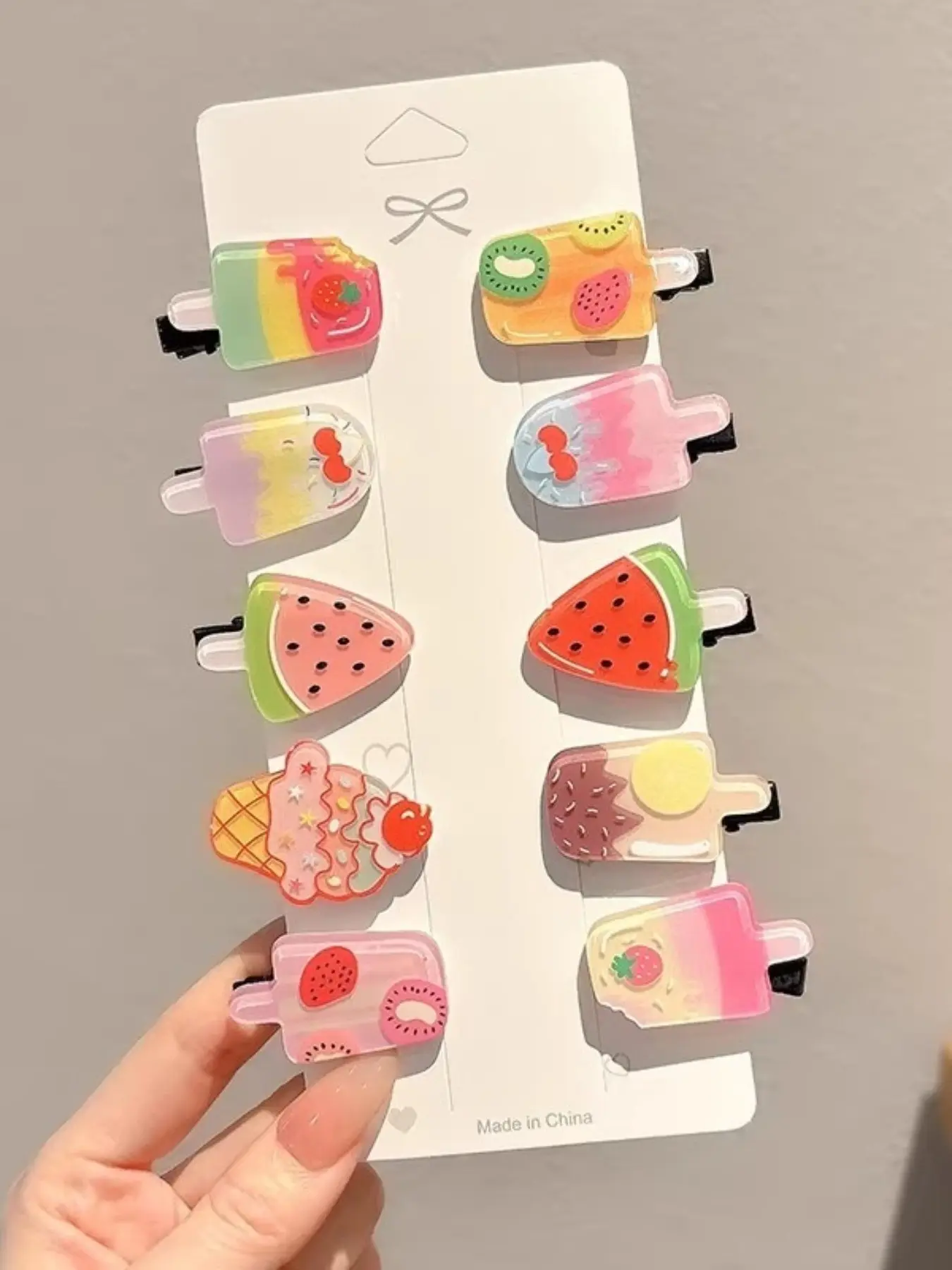 Summer Dopamine Color Palette Geometric Curved Clip-On Set, Casual Polka Dot Design, Versatile Shark-Clip Hair Accessory, Flat-Tip Clips