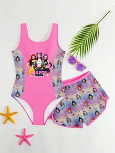 Shimmering Starry Sky Print Halter Neck Swimsuit Set, Boho Style Two-Piece Swimwear, Fitted Design Without Collar & Zipper, Tankini With Shorts