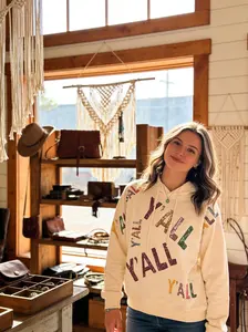 Y'all White Sequin Hoodie