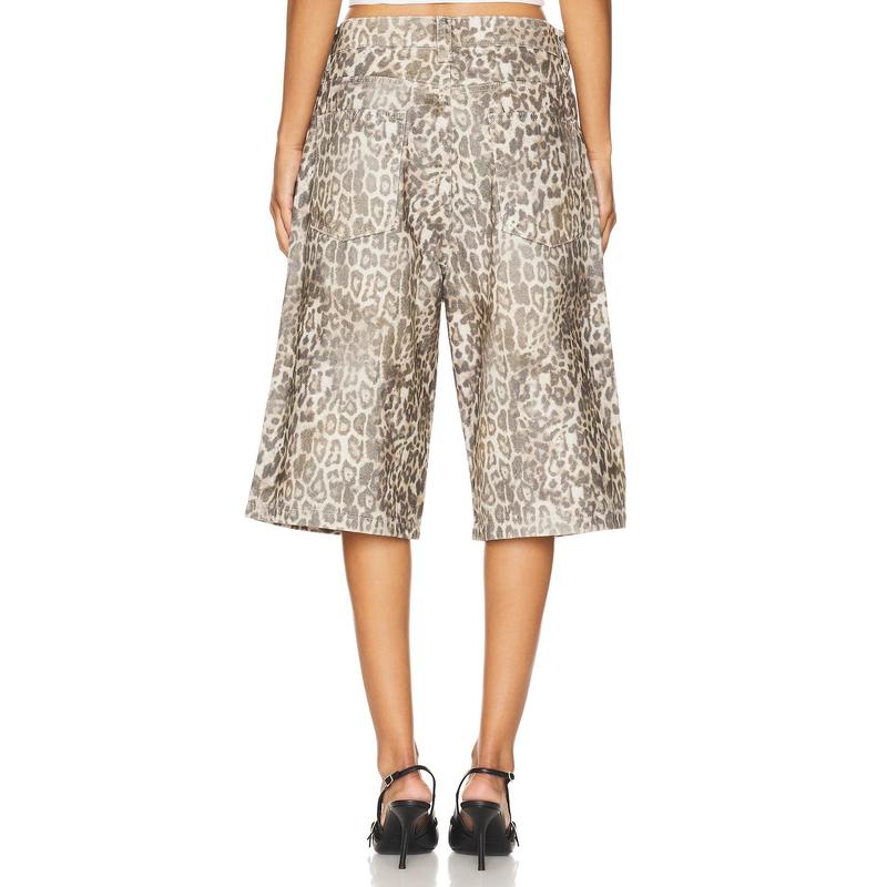 Jaded London Colossus Jorts in Leopard Fade