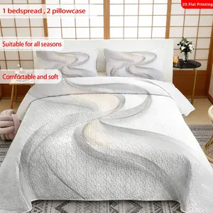 Minimalist Grey & Beige Bedspread Set | 3-Piece (1 Bedspread + 2 Pillow Shams) | Breathable Quilted Fabric | Bedroom Must-Have|| All Sizes (Twin/Queen/King) | Sleek Bedroom Decor|Soft Quilted Microfiber |All-Season Bedding