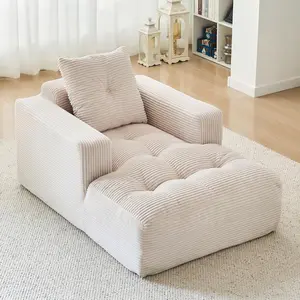 [TOP RATED - FLASH SALE] Garvee 45" Chaise Lounge Chair Indoor No Assembly, Corduroy Sofa Bed with Deep Seat, Comfy Cloud Couch for Small Space Living Room Bedroom Movie Room