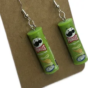 Pringles Sour Cream & Onion Can Earrings - Fun Food-Themed Jewelry for Chip Lovers