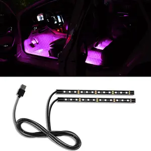 Car LED Strip Light,  LED RGB Auto Under Dash Interior Atmosphere Lights, V Ambient Night Light, Auto Interior Decorative Lamp, Universal Car Accessories (Pink Purple, USB Port)