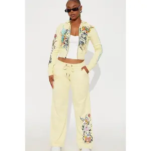 Ed Hardy Enchanted Butterfly Wide Leg Pant - Butter Yellow U
