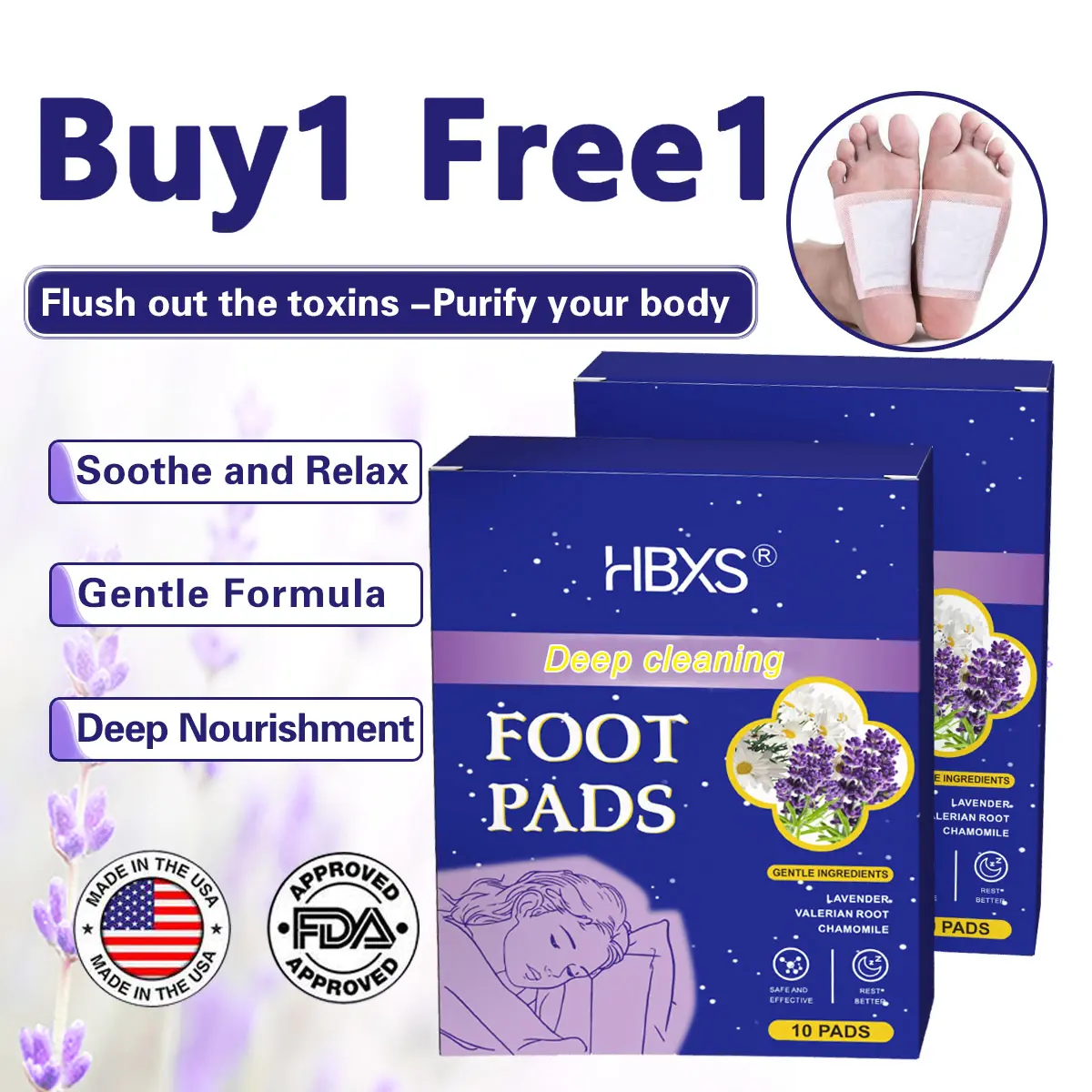 Deep Cleansing Foot Pads for Stress Relief | Better Sleep & Feet Care | With Magnesium Glycinate, Valerian Root | Foot Spa for Achy Feet (10 Patches)