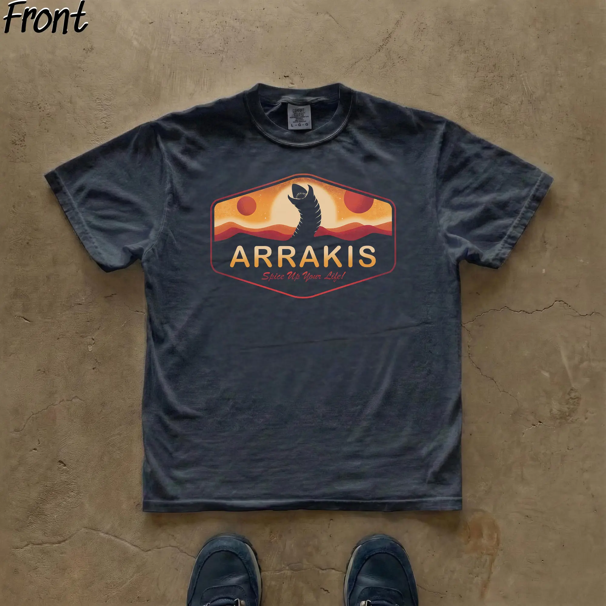 Graphic T-Shirt for Men - Organic Cotton Dune Merch with Retro Arrakis Park Design, Sci-Fi Streetwear Top