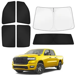 Canvcle Car Window Shades for Dodge Ram 1500 2019-2025 2026 (Crew Cab) Windshield Sun Shade Side Window Cover UV Block Privacy Protection Ram Accessories for Camping Blackout Rear Back Full Set 6PCS