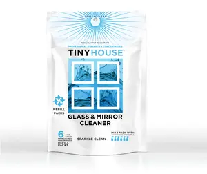 Tiny House Glass & Mirror Cleaning solutions - Refill Bag with 6 concentrated packs of cleaning solution. Household window and mirror cleaner.