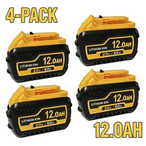4PACK 12Ah 20V/60V MAX Replace for Dewalt DCB612 DCB609 Battery for Dewalt Cordless Power Tools Replace for Dewalt 20V/60V Battery DCB612 DCB610 DCB609  for Dewalt 20-60V Battery Chargers