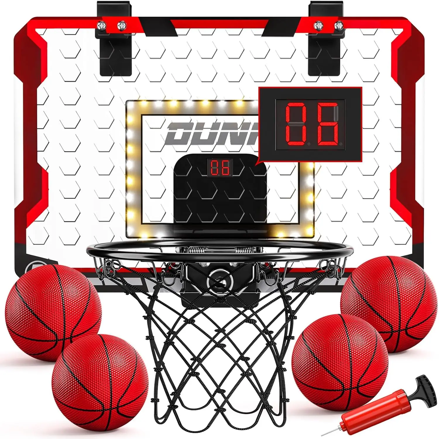 Indoor Basketball Hoop for Kids, Door Room Basketball Hoop, Mini Basketball Hoop with 4 Balls, Basketball Toys for 3 4 5 6 7 8 9 10 11 12 Year Old Boys(Gift)