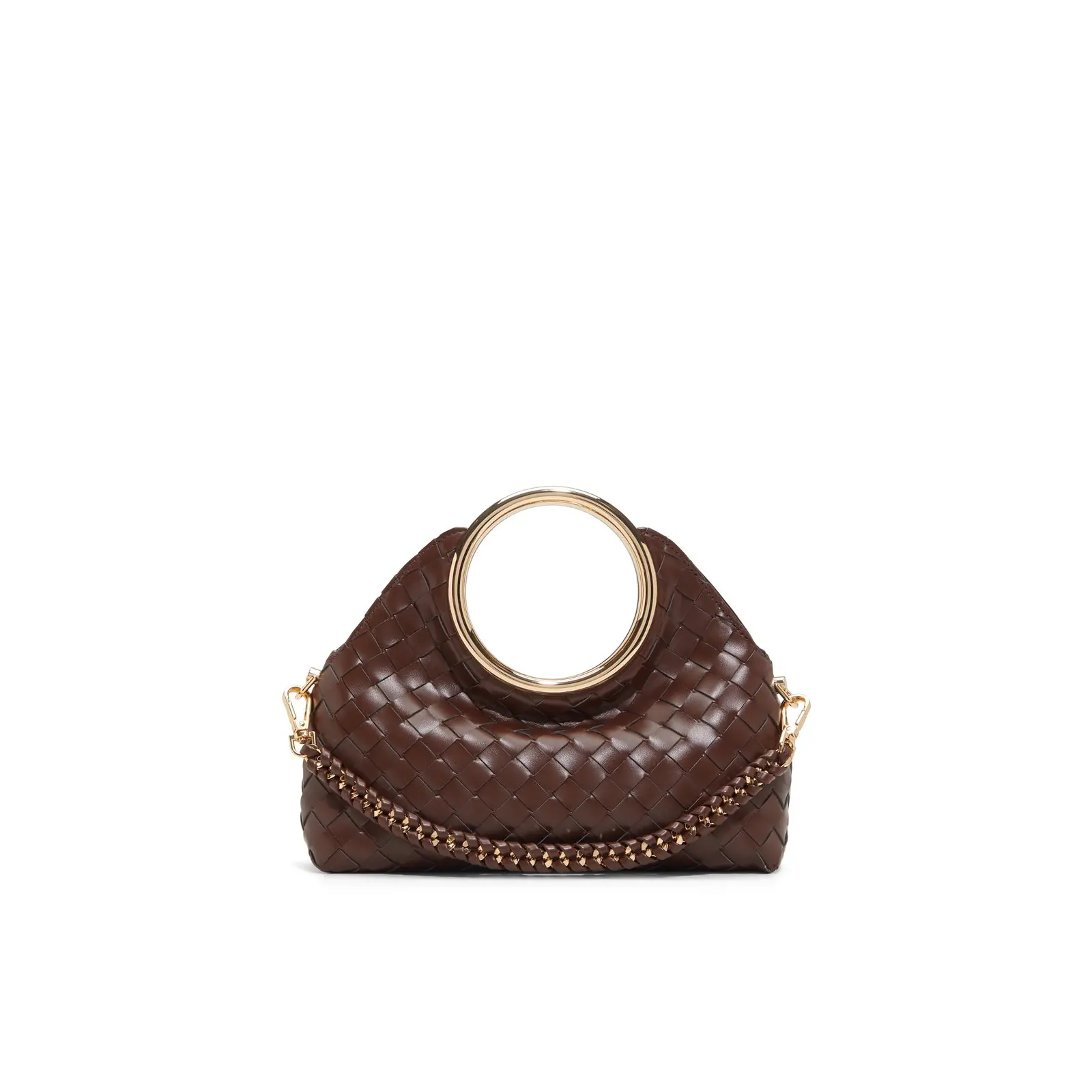 ALDO Kelhanix Women's Brown Top Handle Handbag with Removable Gold Chain ALDO Kelhanix Women's Brown Top Handle Handbag with Removable Gold Chain