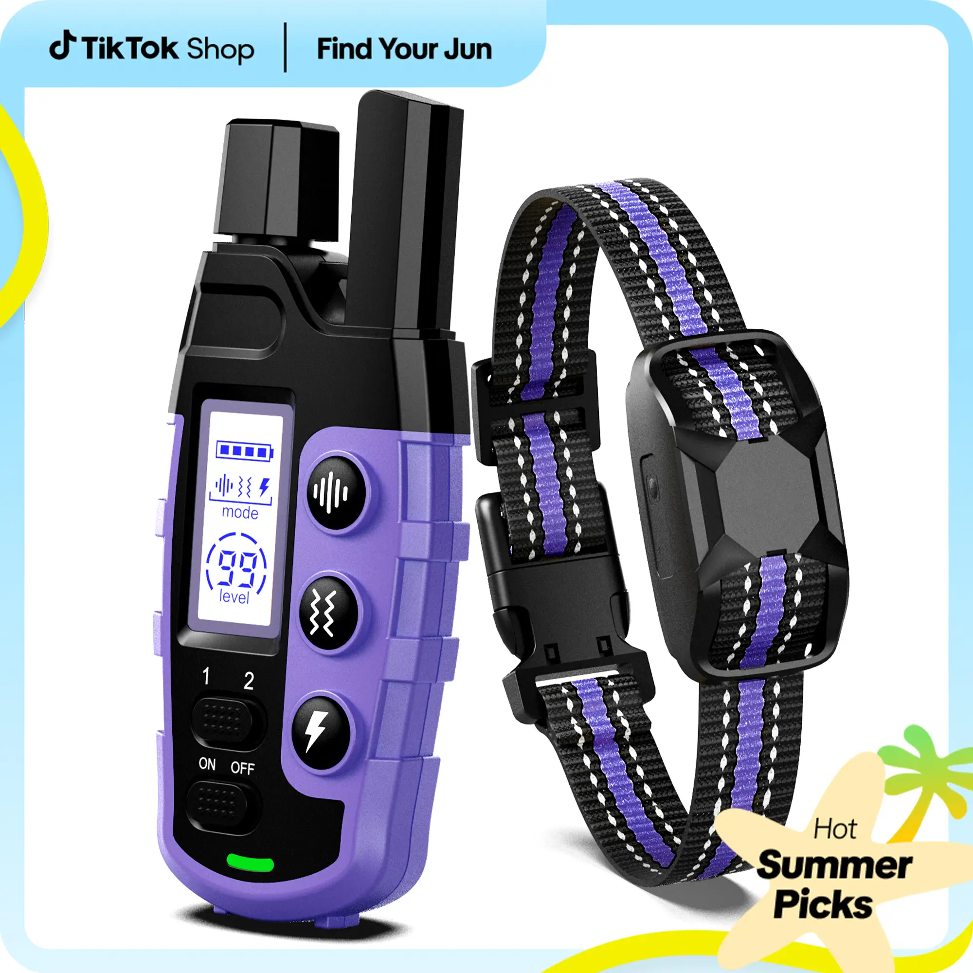 Dog Shock Collar with Remote for 5-120lbs Small Medium Large Dogs, Rechargeable 3300Ft Dog Training Collar, Waterproof e Collar with 3 Training Modes