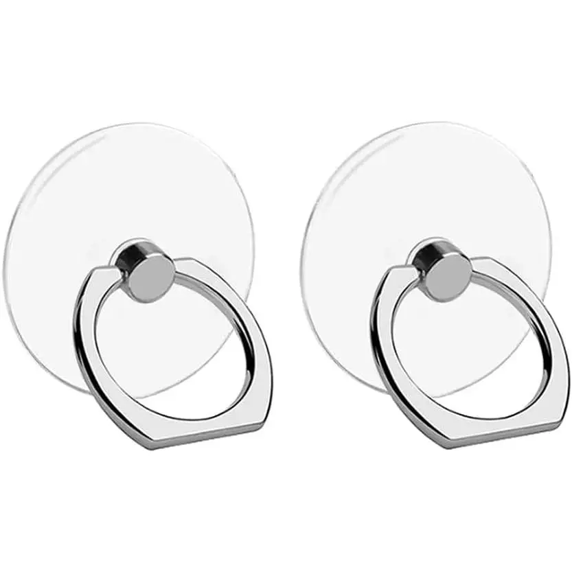 Transparent Phone Ring Holder Stand 2 count, 360? Rotation Cell Phone Ring Holder Mobile Finger Kickstand Hand Phone Grip for , Clear Phone Ring for Phone Case (Round)