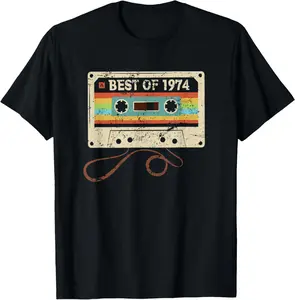 Cotton Graphic Tees Streetwear Gifts Best of 1974 Vintage 51 Years Old Men Women 51st Birthday T-Shirt
