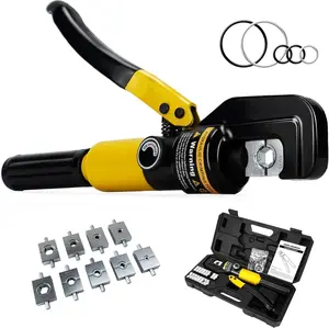 Hydraulic Crimping Tool Kit 12 AWG to 00 (2/0), Battery Cable Crimper Tool with 9 Hexagonal Dies, Hydraulic Wire Crimper for Wire Rope and Battery Lugs