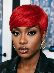 Pixie Cut Human Hair Wigs, Short Straight Wig, Machine Made for Women, Daily Party Cosplay Gift Use, Party Holidays Gift Wig