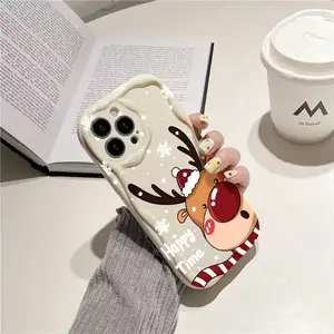 Christmas Snowflake Cute Cartoon Phone Case for iPhone 17 Soft TPU Shockproof Back Cover Protective Casing Festive Reindeer Design Protection Compatible with Multiple Models c6