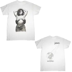 Vintage 1993 JANET JACKSON Tour T-Shirt, Double Side Unisex Menswear Top Tee, Cotton Fabric Womenswear Black