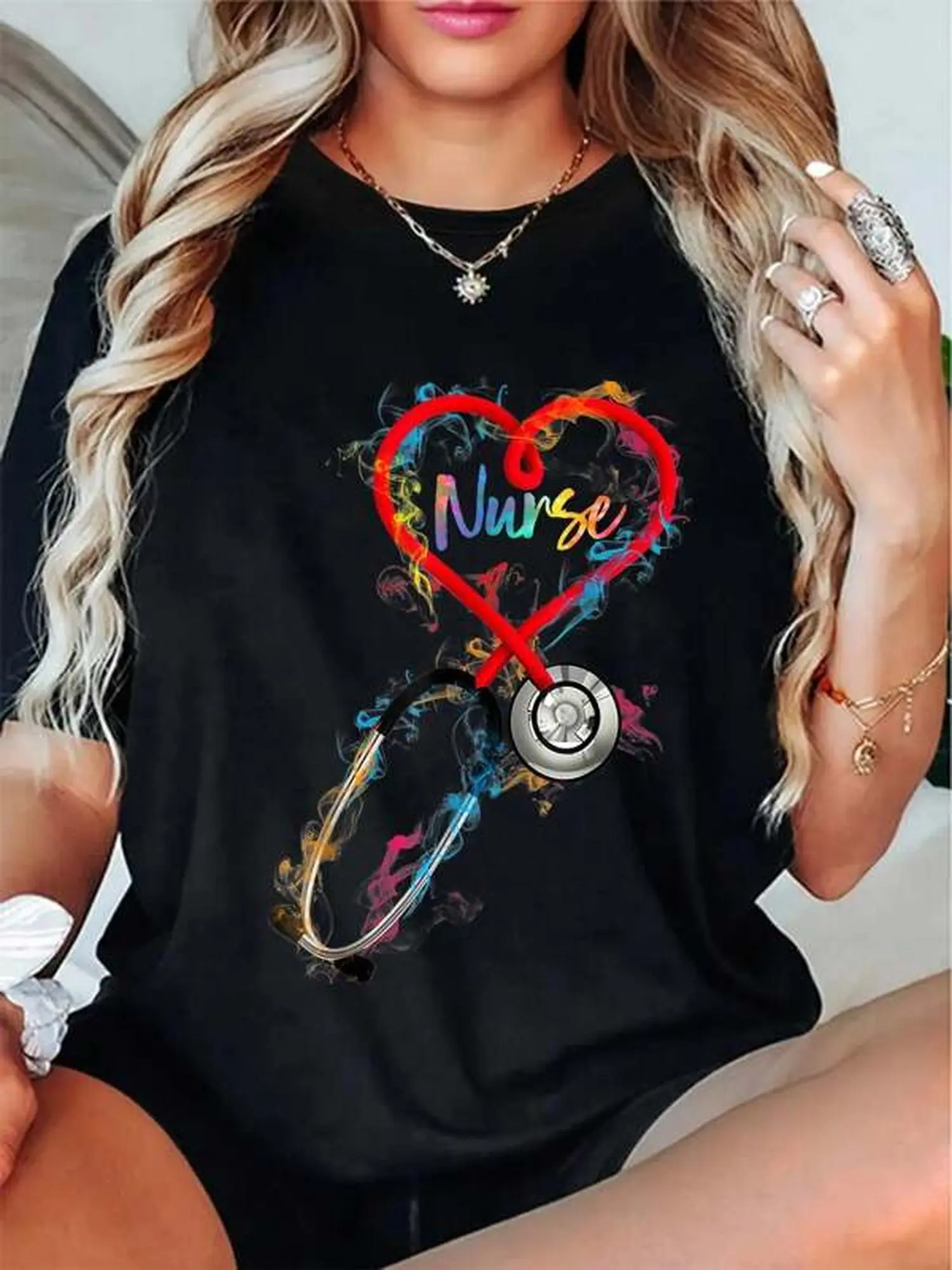 Plus Size Watercol Nurse Life Nursing Nurse Week TShirt