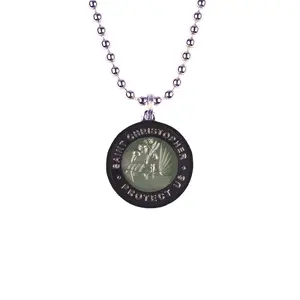 St. Christopher Necklace - Olive/ Black