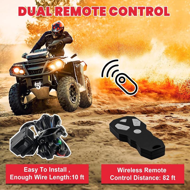 OPENROAD 6000 lbs UTV Winch, Waterproof IP67 Electric Trailer 6k Winch with 1/4"×50ft Synthetic Rope,Wireless Remote and Winch Stopper (6000lb with Mounting Plate)