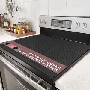 Stove Top Cover for Electric Stove -  Grade Ceramic Stove top Cover, XXL Dish Drying Mat, Glass Cooktop Covers, Flat RV Range top Mats (Black,28x20)