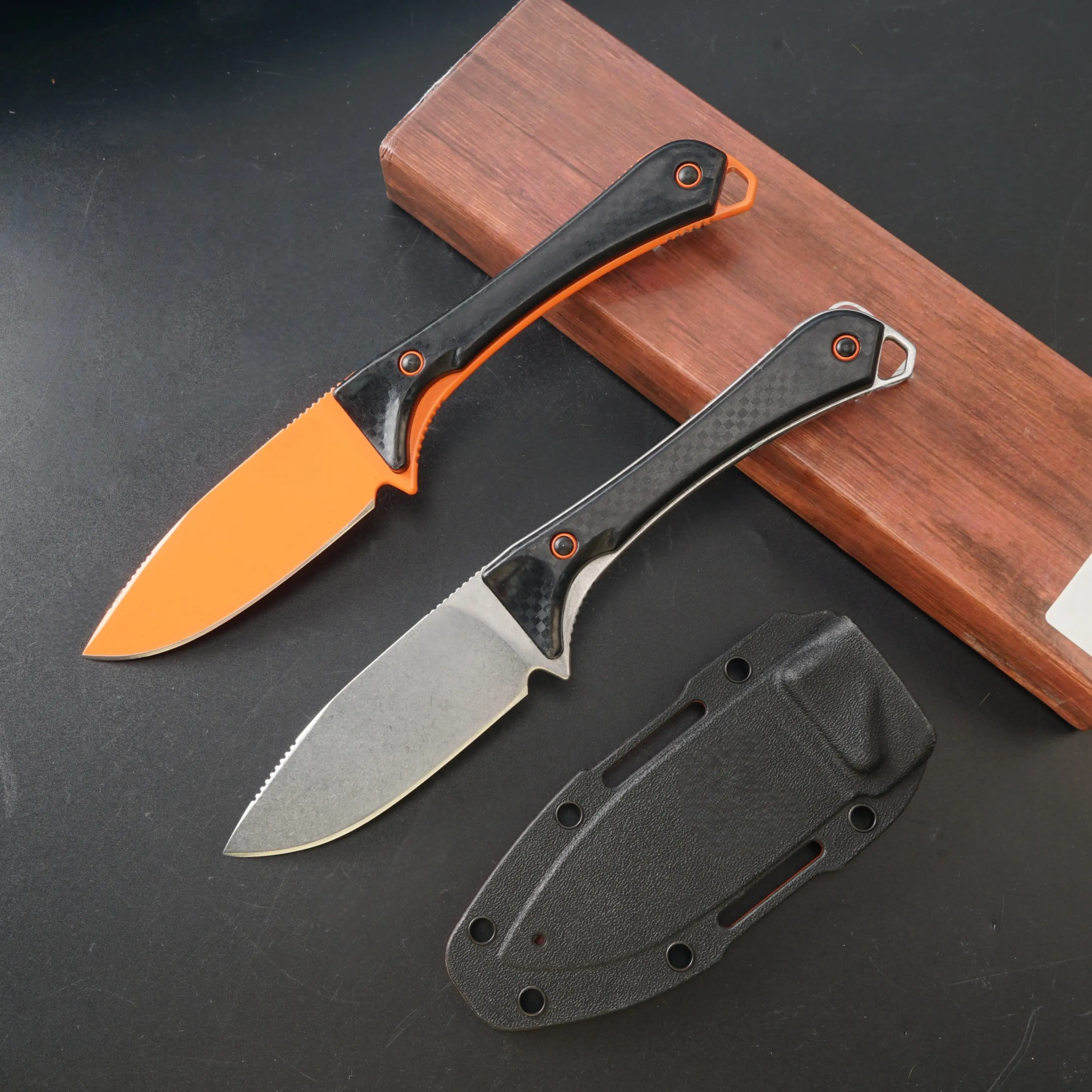 1pc 15201 straight knife with scabbard, multifunctional and lightweight small straight knife, fruit knife, high hardness blade, dining knife, good choice for camping and fishing, men's gift