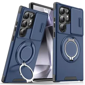 Slide Camera Protection Magnetic Stand Phone Case for Samsung S26 S25 Edge S24 S23 Plus S21 S22 Ultra FE A54 A15 A05 A05S Cover