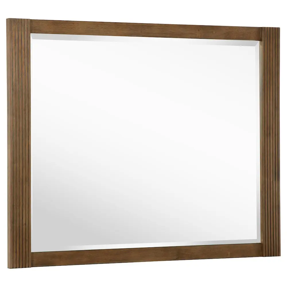 Rectangle Terrace Dresser Mirror, Ash Brown Woody Home Decor Piece for Vanity Setup and Enhanced Home Reflections