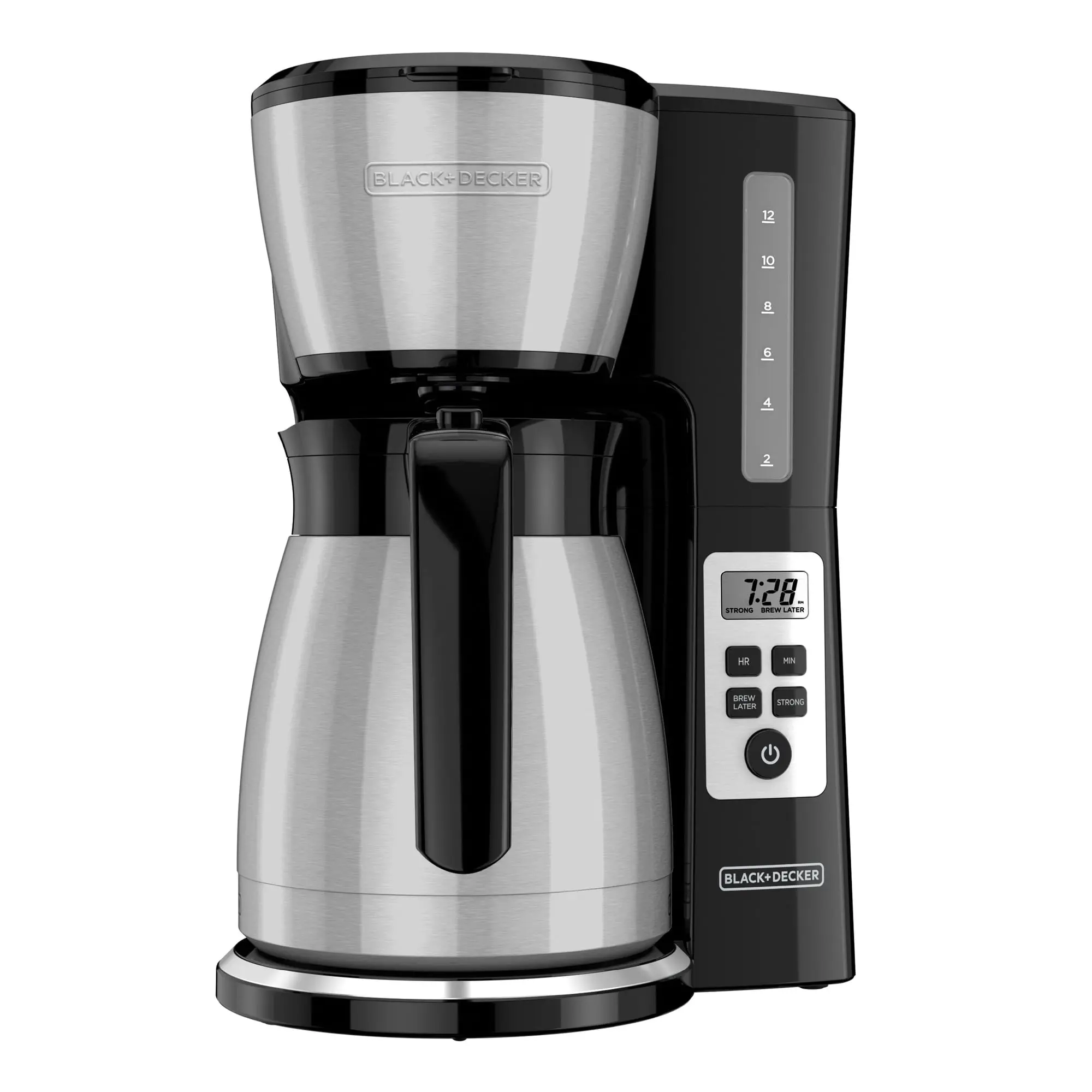 BLACK+DECKER 12 Cup Thermal Programmable Coffee Maker with Brew Strength and VORTEX Technology, BlackSteel