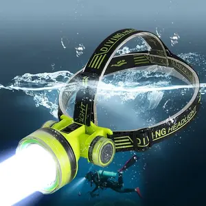 Waterproof Diving Headlamp, 2 Counts Rechargeable Headlight, Professional Waterproof Diving Head Lamp, Underwater Work Lighting