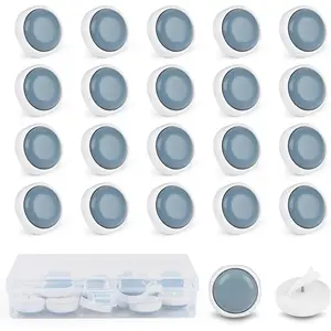 20 count Stick Furniture Sliders with  for Wooden Furniture , 1inch Small Furniture Glides for Carpet Tile Hardwood (Grayish Blue)