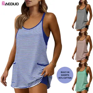 Naeduo Womens Tennis Athletic Dress Mini Romper Dress with Built in Shorts Summer Vacation Outfits