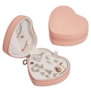 New Heart-Shaped Luxury Jewelry Box Portable Travel Organizer