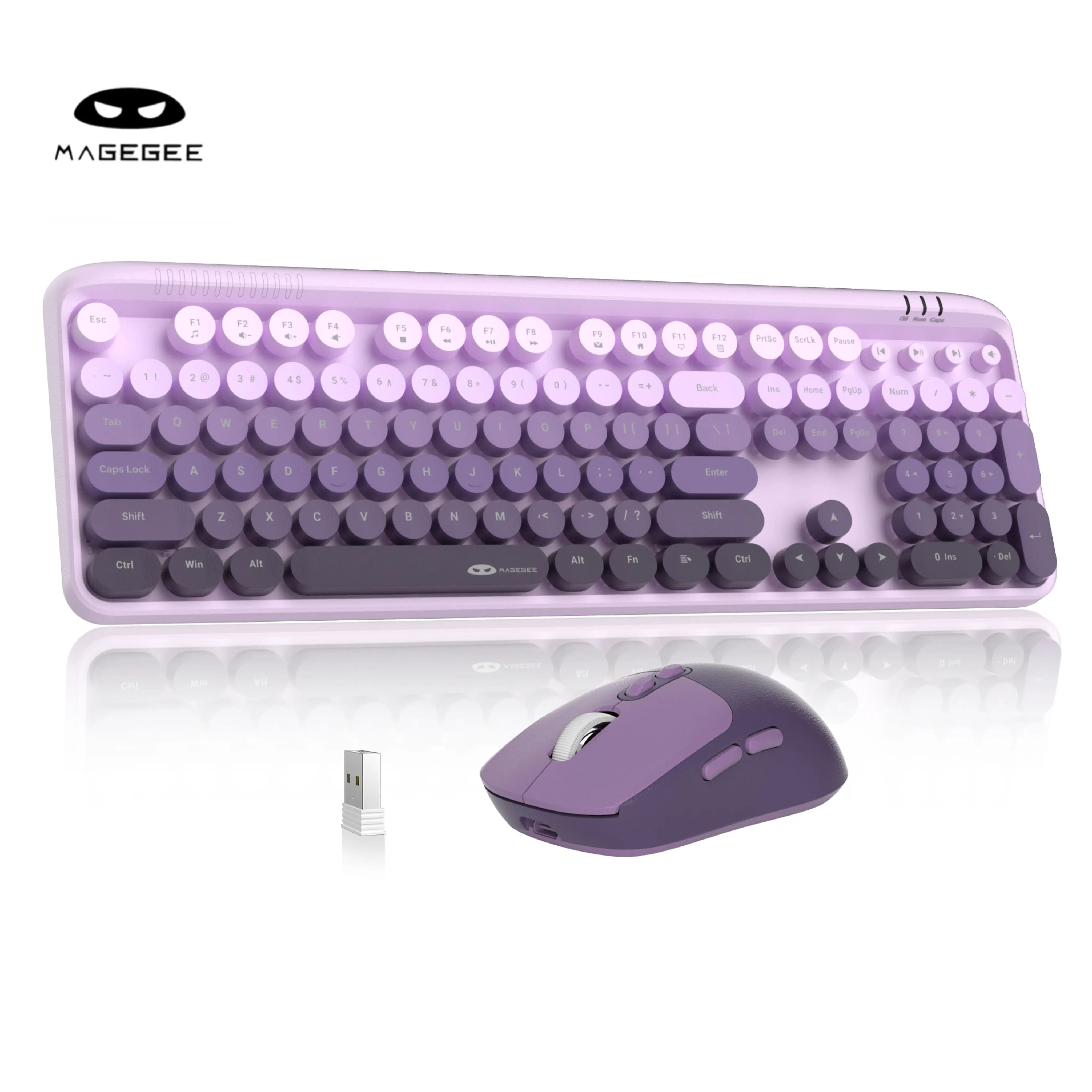 MageGee V920 Creamy Keyboard And Mouse with Round Keycaps(Not Bluetooth)Office Keyboard and Mouse Set,Gradient color,Full-Size, Sleep Mode, 2.4GHz,