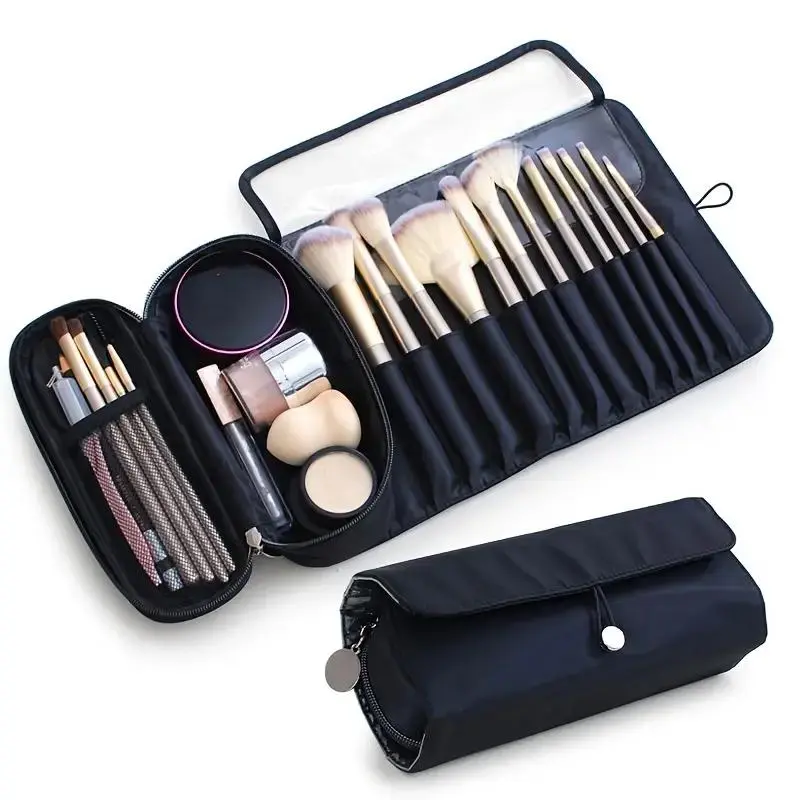 Multifunctional Makeup Bag Organizer, Foldable Professional Beauty Tool Kit, Portable Brush Holder, Makeup Storage Bag for Travel & Gifts, Cosmetic Tools Organizer