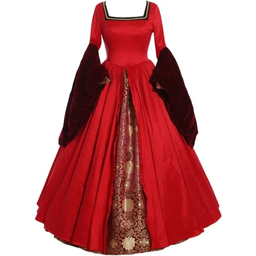 Women's Hip Floor-Length Anne Boleyn & Queen Elizabeth Tudor-Style Costume Dress, Victorian-Era Historical Cosplay 1-Piece Outfit for Elegant Ladies, Clothes, Gowns, Lady, Women's Clothes, Polyester, Plus Size, Authentic, 3Xl, Xxxl, Tailored Silhouette, P