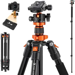K&F CONCEPT 68 inch /175cm Camera Tripods,Compact Travel Tripod with Monopod,10kg/22lbs Load Capacity 360° Panorama Ball Head Compatible with DSLR Cameras K255A4+BH-28L (TM2515M1)