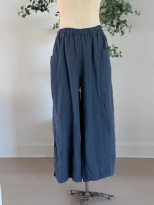 Ada Navy Linen Pants