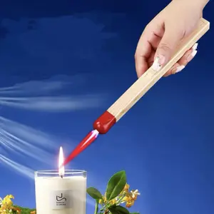 Extra Large Match Style Long Handle Windproof Lighter with Pink Flame, Safe Ignition for Scented Candles & Festival Gift(Empty lighter—refill with butane before use)