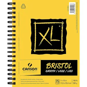 XL Series Bristol Paper, Smooth, Wirebound Pad, 7x10 inches, 25 Sheets (100lb/260g) - Artist Paper for Adults and Students - Markers, Pen and Ink