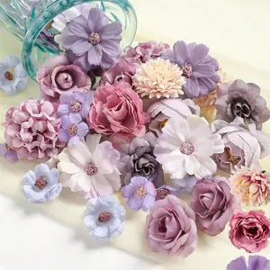Mini Artificial Flower Heads, Silk Flowers for Crafts, Wreaths, Weddings, Parties, Decorative Flower, DIY Home Decor, 2-4 Cm