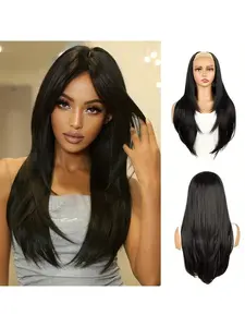Women's Synthetic U-Part Layered Long Hair Extensions, Invisible Hair Piece Wig, Medium Length, Straight, All Seasons