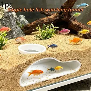 Aquarium Underground Tunnel Natural Curve, Fish Tank, Fish Cave Hideaway for Peacock, Betta, Coral, Kuhli Loach, Pleco, Easy Install, Festive Gifts, Aquarium Decor