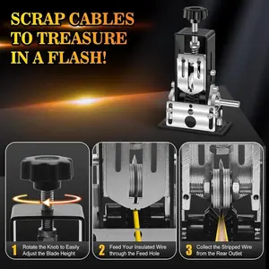 wire stripping machine, wire stripper, cable stripping machine, electric drill powered wire stripper, adjustable wire stripping tool, copper wire stripper for scrap, manual wire stripping machine, cable stripper tool, scrap copper wire stripper