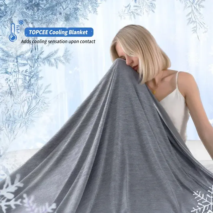 Summer Cooling Blanket Q-Max 0.5 Cooling Blankets for Hot Sleepers with Mica Nylon, Japanese Ice Silk Cooling Fibers, Thermal Balance & Breathable Moisture Wicking