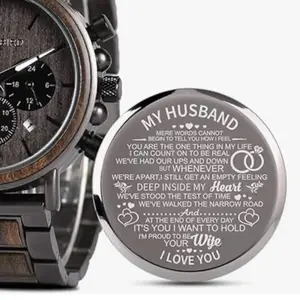 Engraved Wooden Watch for Boyfriend My Man Fiance Husband Customized Personalized  Watches for Men Birthday Anniversary Personalized Watch
